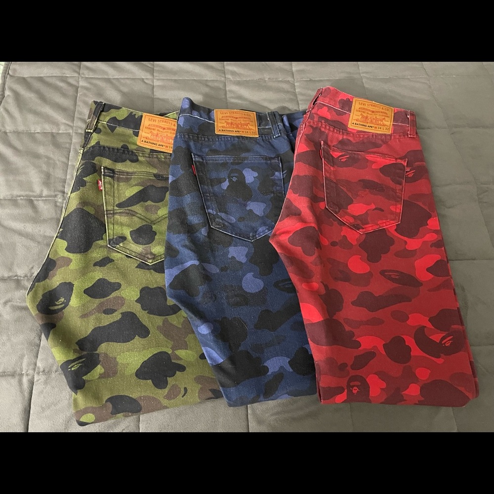 Bape x Levi’s Exclusive Camo Jeans Set of 3 34x32